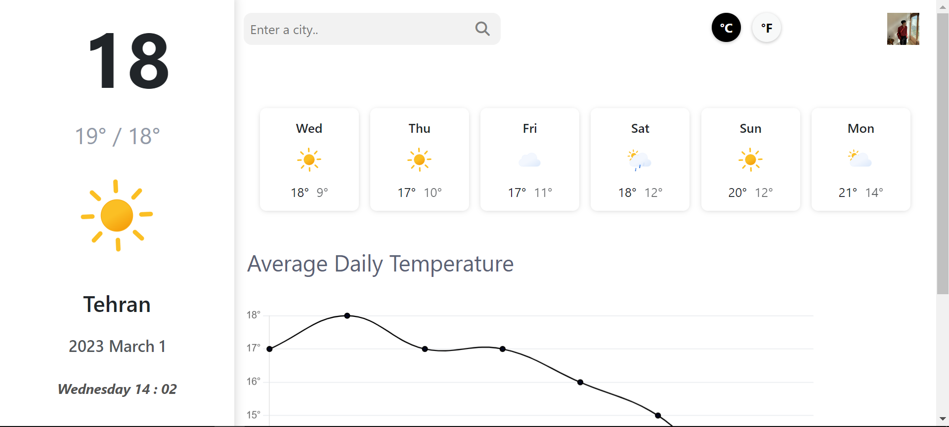 weather app with dynamic chart data